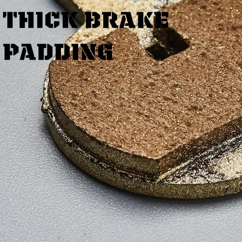 Close-up of thick sintered metal pad from Four Pairs Bicycle Disc Brake Pads For Mechanical BB5 with long lasting grip.