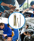 High Pressure Lever Style Grease Gun With 28.5cm Flexible Whip Hose in mechanics' workshop setting