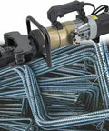 MXJCKSOQ Electric Hydraulic Rebar Bender Tool 1800W Handheld Machine With Straightening Module Bending 0-90 Degrees ideal for reinforcing 28mm steel rods.