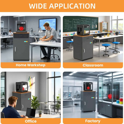 Huge 180L Industrial Sealed Storage Cabinet for 3D Printer Filament with Built-In Dehumidifier in various room settings