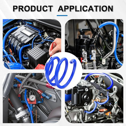 Top Tier 6.6 Ft Blue Silicone Vacuum Hose Line Kit With 6 Sizes For Cars And Vans High Pressure At 130 Psi Great For Any Auto Repair Job in engine bays