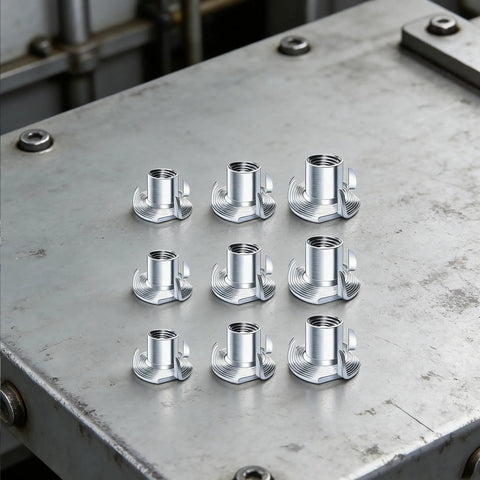 Bulk Pack 210 Units 1/4 20 T Connector Coated Four Point Attachments For Woodworking And Mechanical Installations on metal surface