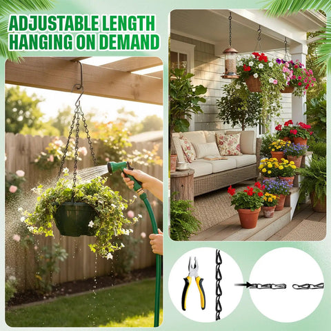 Two Pack Heavy Duty Hanging Chains For Bird Feeders Planters Lanterns And Ornaments Black Nine Point Five Inch Supports Up To Twenty Lbs Adjustable Hook