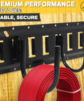 Beefed Up E Track J Hooks 10 Pack 0.5 Inch Solid Steel 1500 Pound Load For Cargo Tie Down Systems shown holding red cable