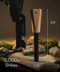Ferro Rod Fire Starter Survival Tool With Wood Handle, Up To 15,000 Strikes, Three Eighths Inch Fire Steel, angle view with multi tool
