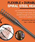Pro Grade Heavy Duty 25 Foot Steel Drum Auger Drain Snake Kit With One Quarter Inch Cable For One And A Quarter To Three Inch Drains spiral head