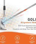 Golf Alignment Rods Swing Trainer Aid For Consistent Golf Shots next to a golf club head showing alignment
