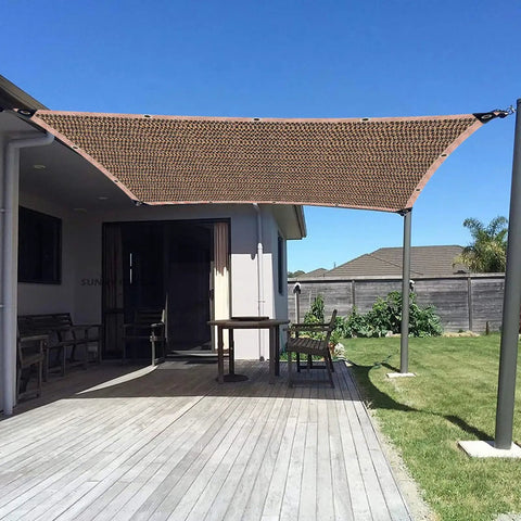Six By Eight Feet Shade Cloth With Grommets, 90 Percent UV Blocking Mesh Tarp For Pergola Shade Cover Canopy, Patio Outdoor Garden Backyard, Mocha Color, Keeps You Cool By Reflecting And Absorbing Sunlight.
