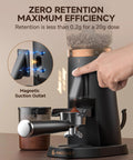 Level Up Your Daily Brew With This Bang For Your Buck Electric Coffee Grinder Featuring 75 Stepless Speeds And A Premium 40mm Burr For Zero Mess Single Dose Prep That Makes Flavor Hit Different, showcasing the magnetic suction outlet.