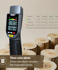 Six In One Pinless Moisture Meter For Drywall And More, Noninvasive Humidity Sensor With Gypsum Cement Board Cork Hardwood Mildew Index, Surface Safe, No Pinholes Or Scratches, Fast Accurate Readouts displayed on hardwood logs
