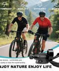Two cyclists using 8 Speed Right Thumb Shift Lever for MTB and Folding Bikes, V Brake Compatible, Easy Ride Control on a forest trail.