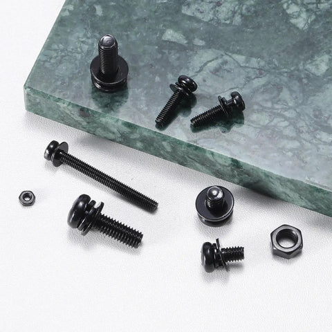 Top Shelf Pro Stash 641 Piece Metric Machine Screws And Bolts Assortment Kit featuring M2 M2.5 M3 M4 M5 black bolts and nuts.