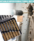 EASTPACE 99Pcs M35 Cobalt Drill Bit Set In A Portable Indexed Case For Fast And Efficient Drilling Of Stainless Steel Hard Metal Wood Plastic With Heavy Duty 135 Degree Point Design And Premium Quality. 99-piece cobalt drill bits in case drilling metal and masonry