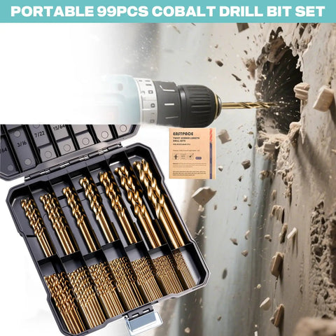 EASTPACE 99Pcs M35 Cobalt Drill Bit Set In A Portable Indexed Case For Fast And Efficient Drilling Of Stainless Steel Hard Metal Wood Plastic With Heavy Duty 135 Degree Point Design And Premium Quality. 99-piece cobalt drill bits in case drilling metal and masonry