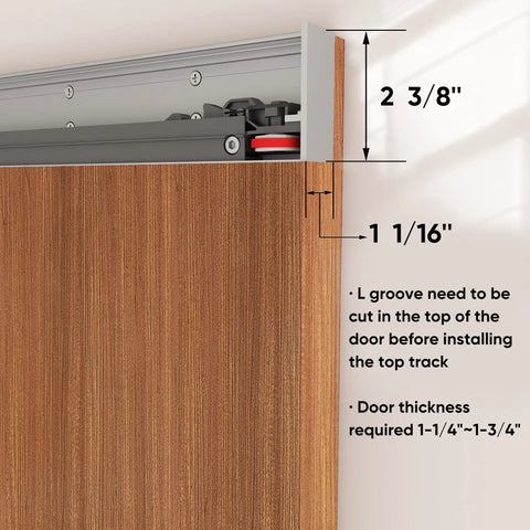 Concealed Barn Door Hardware Kit With Soft Close Mechanism And Hidden Track, Wall Mounted Invisible Sliding Door System With Groove Cut