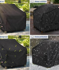 Heavy Duty Waterproof Patio Chair Covers 2 Pack For Deep Seat Outdoor Lounge Chairs Fits Up To 32 W X 37 D X 36 H Inches All Weather Outdoor Furniture Covers Black showing protection in various weather conditions.