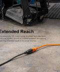 Outdoor Extension Cord 15 Feet Grounded Heavy Duty 16 AWG 3 Prong ETL Listed Black in workshop setting on floor