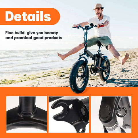 12 Inch Front Suspension Fork With Alloy Steel Holder for E-Bikes shown on a beach ride, highlighting smooth shock absorption.
