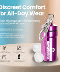 Dope Concert And Festival Ear Plugs With High Fidelity Sound Filters shown with aluminum case and clear design, 18dB noise reduction.