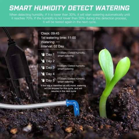 Hands Free Indoor Plant Waterer System For Fifteen Potted Plants Auto Drip Irrigation Kit with smart humidity detection