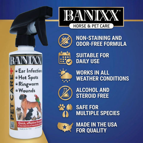 All-In-One Horse And Pet Grooming Spray For Horses, Dogs And Cats Daily Skin, Coat, And Hoof Care Alcohol-Free Non-Staining No Odor Made In USA 8 oz
