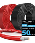 10 AWG Solar Wire 50 Foot Tinned Copper PV Cable Set with red and black coils for home, boat, RV solar panels and inverters.
