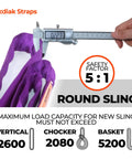 Measuring Endless Round Sling 2600 Lbs Vertical Rated 4 Ft Polyester Lifting Strap For Garage Hoist Rigging And Tree Saver