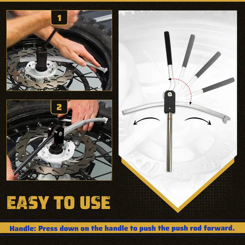 Portable Must Have Dirt Bike Tire Changing Tool Kit Fits 16 To 21 Inch Wheels with Rack and Pinion System in use