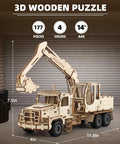 3D Wooden Excavator Puzzle Kit For Adults Build A Realistic Mechanical Model With 177 Laser Cut Parts