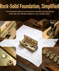 No Nonsense Heavy Duty Bed Rail Brackets Kit With Rock Solid Wood Frame Connectors Plates And Mounting Screws Set Of 4 on workbench with screws and design plans.
