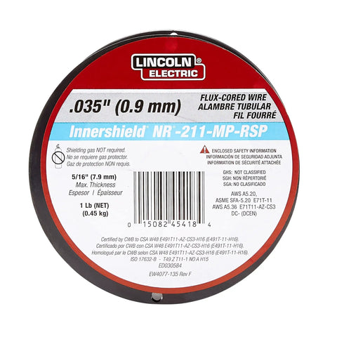 Spool of Inner Shield NR 211 Flux Core Welding Wire .035 In All Position For Mig Welders With Clean Beads Low Spatter