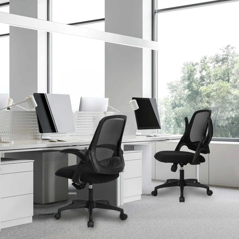 Ergonomic Office And Gaming Chair With Lumbar Support And Breathable Mesh Back Adjustable Height Swivel Rolling Wheels Flip Up Arms in office