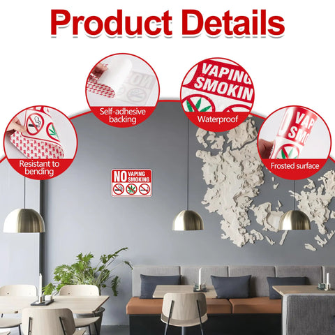 Keep The Spot Smoke Free With These Straight Up No Smoking Vaping Warning Signs Built Tough Weather Resistant Fade Proof For Indoor Outdoor Use Easy Mount Two Pack Deal on a wall in a cafe setting.