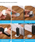 Steps to install Two Pack Door Stoppers With No Drill Adhesive, Stainless Steel Magnetic Door Holders on floor or wall.