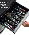 Expandable Large Toolbox Storage Tray Kit With Tray Divider Set For Rolling Tool Chest Drawers Low Profile Trays To Keep Your Gear In Check With Screwdrivers Pliers And Small Tools In Their Spot
