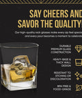 Whiskey Glass Set With Granite Chilling Stones Set Of 4 10 Oz Old Fashioned Rocks Glasses, heavy base with whiskey and ice.
