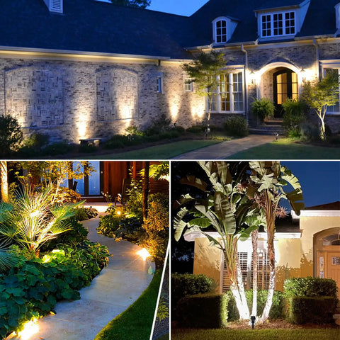 Low Voltage LED Landscape Lights Kit 4 Pack With Transformer Plug In 12V Warm White Spotlight For Backyard Pathway Tree Poolside