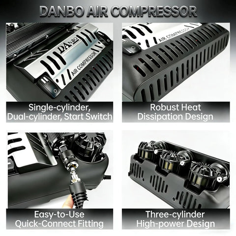 Danboniu 12V Portable Air Compressor With Three Cylinder Motor, High Power DC Pump For Fast Tire Inflation, Heavy Duty On Board Tool For Cars And Trucks, Perfect For Off Road Adventures And Emergency Use
