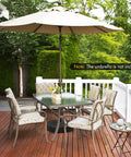 Patio setting with Beefy Fillable Umbrella Base Stand, 80 Lb Heavy Duty HDPE Weighted With Water Or Sand, holding an umbrella, not included.