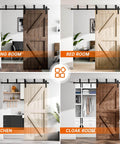 Heavy Duty Ceiling Mount Sliding Barn Door Hardware Kit For Single Door Black Finish Ceiling Track System installed in rooms