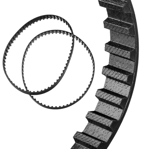 No Sweat Replacements For Your Shop Gear Tough As Nails Planer Drive Belt Set Of Two Heavy Duty rubber belts with teeth pattern.