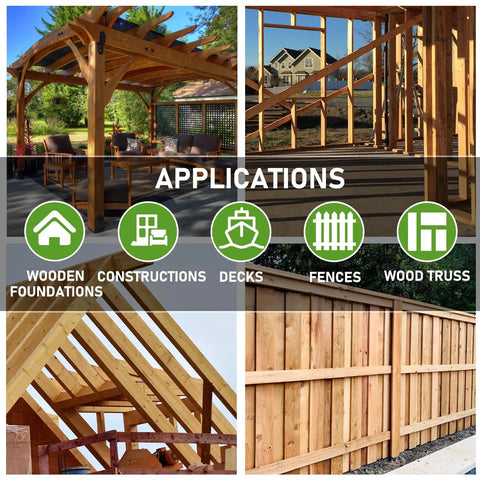 Applications of Five Hundred Connector Screws Nine By One And A Half Inches Beefy Heavy Duty Joist Hanger Screws for construction projects