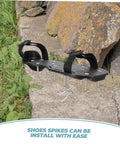 Heavy Duty Metal Turf Spikes Aerator Shoes For Lawn Care, Easy Install Aerating Pegs on rock with green grass nearby