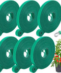Six Roll Green Plant Tape Set For Garden Support, Reusable Adjustable Twist Ties, Six green rolls in front of potted plant