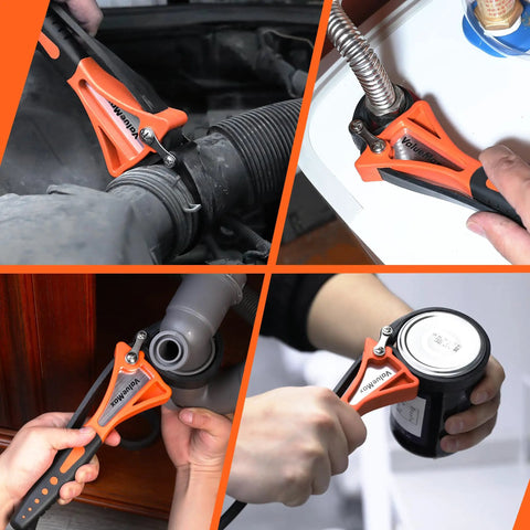 Two Piece Strap Wrench Set For Oil Filters, Shower Heads, Water Filters, And Jar Opener used on pipes, filters, and jars