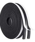 Kickass Black Adhesive Foam Tape For Door And Window Draft Sealing With Solid Grip Weatherstrip Rolls One Half Inch By Quarter Inch 2 Pack Easy Cut For Tight Home Gaps And Cracks, showing rolled black foam weatherstrip tape.