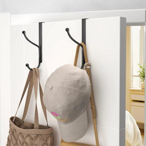 Over Door Hook 2 Pack Heavy Duty Door Hanger Fits Interior Doors Up To 1.4 Inches Thick Organize Coats Hats Towels And Bags For Entryways