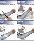 Cut Resistant Sleeves HPPE Arm Guards EN388 Level 5 Protection Bite Proof Anti Abrasion for Garden Home Hiking 40 Cm