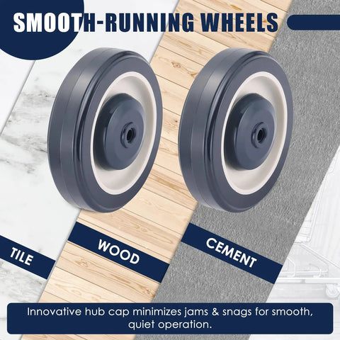 Smooth As Butter Blue TPU Polyurethane Shopping Cart Caster Wheels Replacement Kit heavy duty swivel caster wheels on tile wood and cement surfaces.