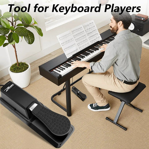 Universal Sustain Pedal For Keyboard And Digital Piano With Polarity Switch Anti Slip Design For Stable Footing And Smooth Expression